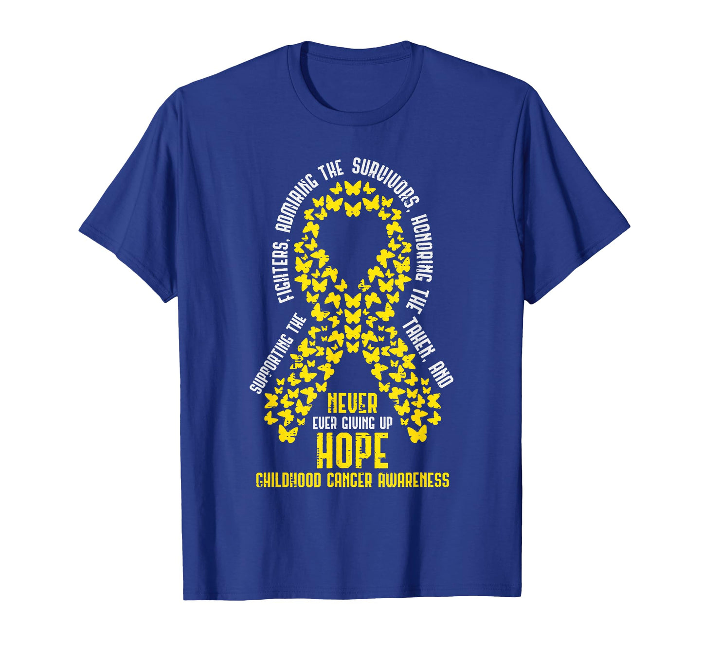 Childhood Cancer Ribbon Never Giving Up Hope Awareness Kids T-Shirt