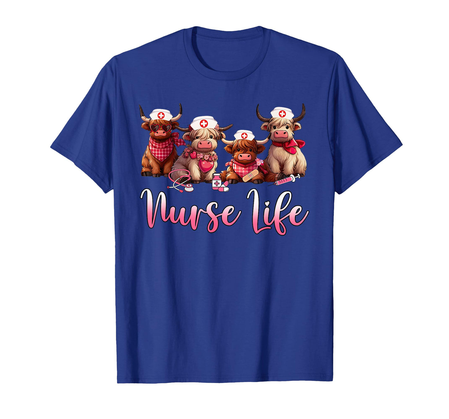Cute Highland Cow Nurse Life Nursing Farm Animal Lover T-Shirt