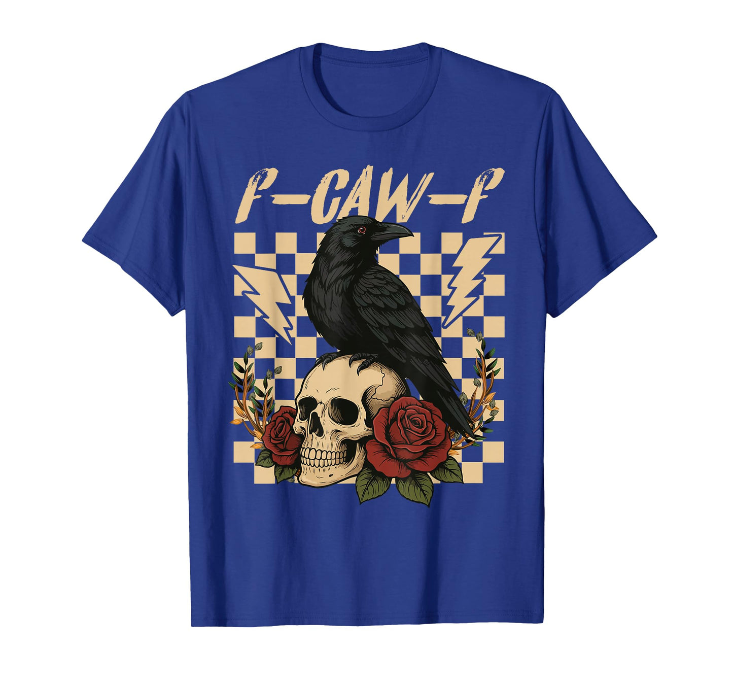 Halloween F Caw F Black Raven Bird F-Caw-F Crow Checkered T-Shirt