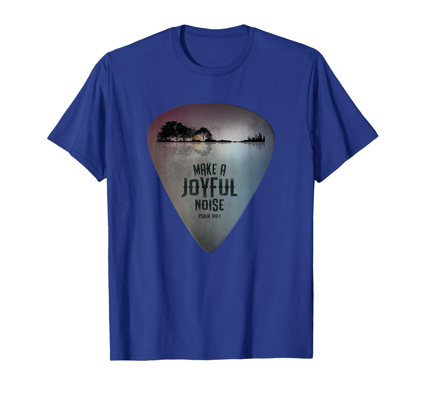 Guitar Lake Reflections Make a Joyful Noise Bible Verse T-Shirt
