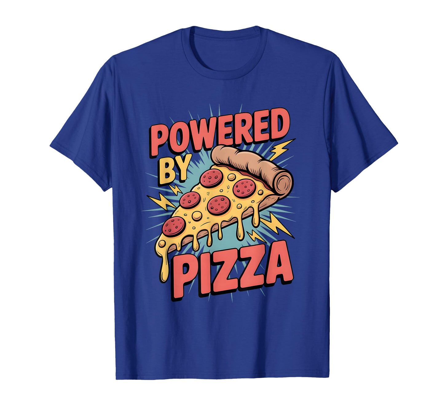 Powered by Pizza Funny Retro Food Lover Energy Vibes T-Shirt