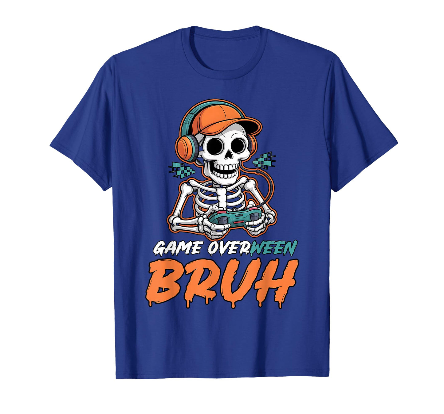 Halloween Skeleton Gamer Game Overween Bruh Boys Men T-Shirt