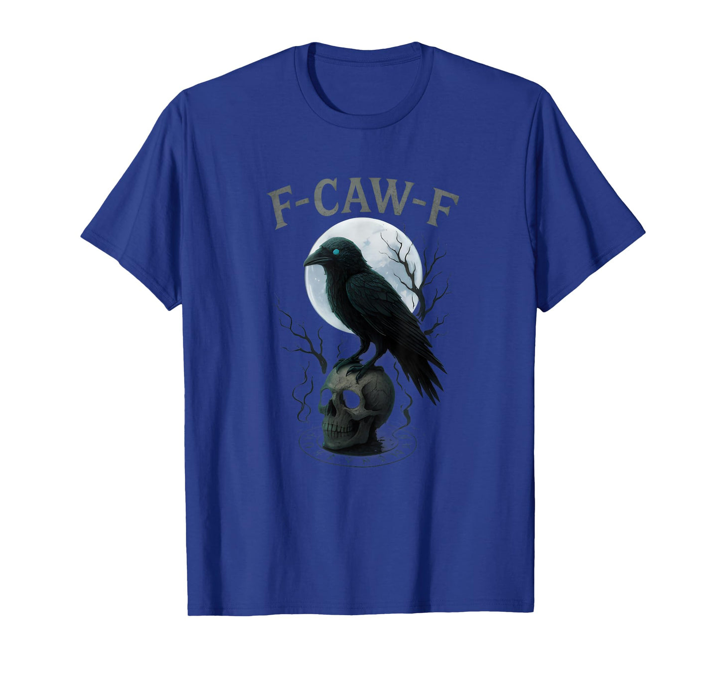 Gothic Black Crow F-Caw-F Raven Skull Moon Halloween T-Shirt