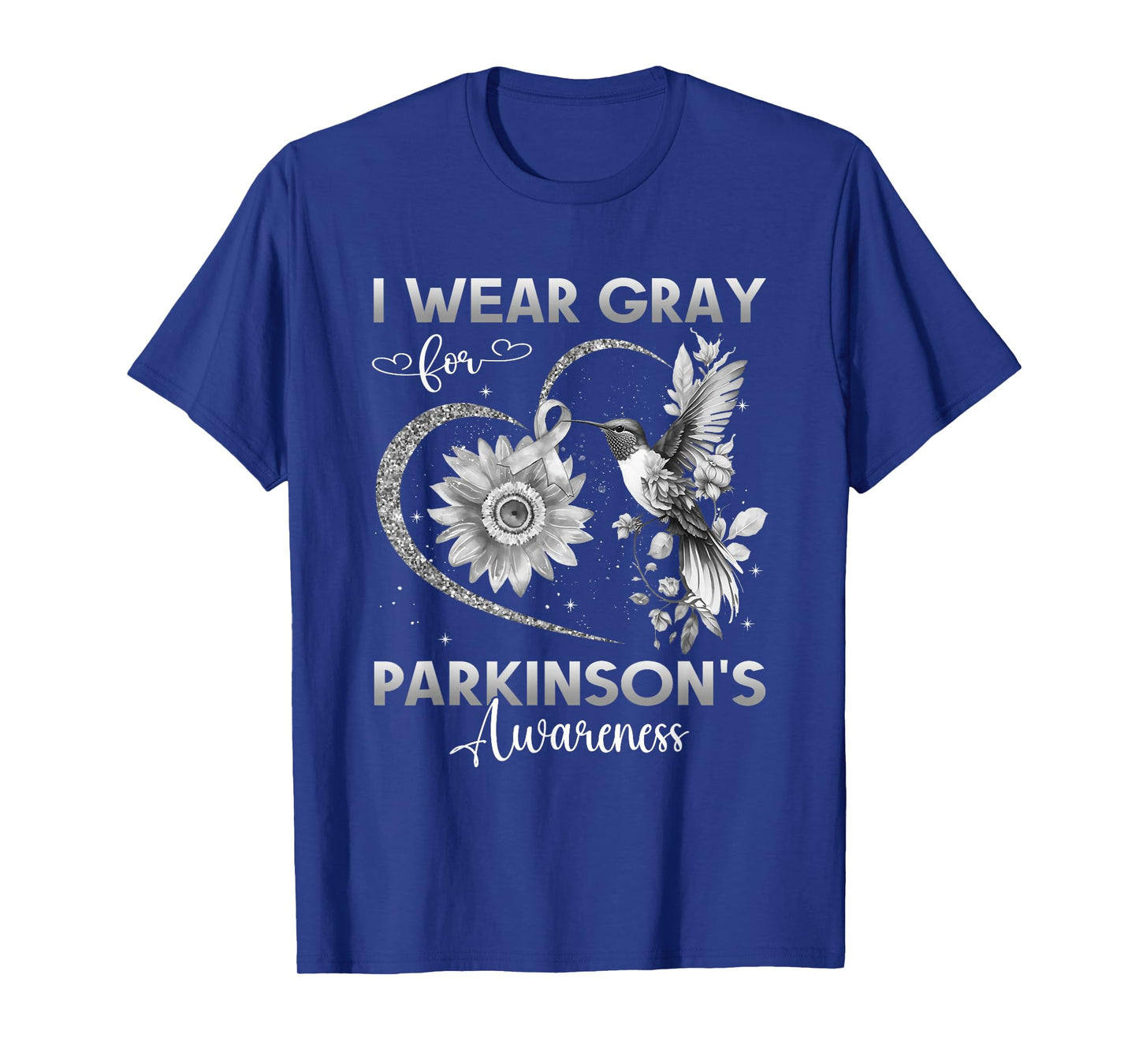 I Wear Gray For Parkinson's Awareness Hummingbird Sunflower T-Shirt