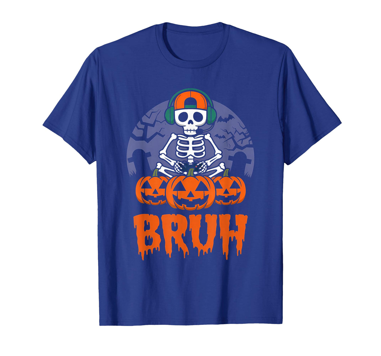 Halloween Skeleton Video Gaming Gamer Youths Teens Men Boys T-Shirt