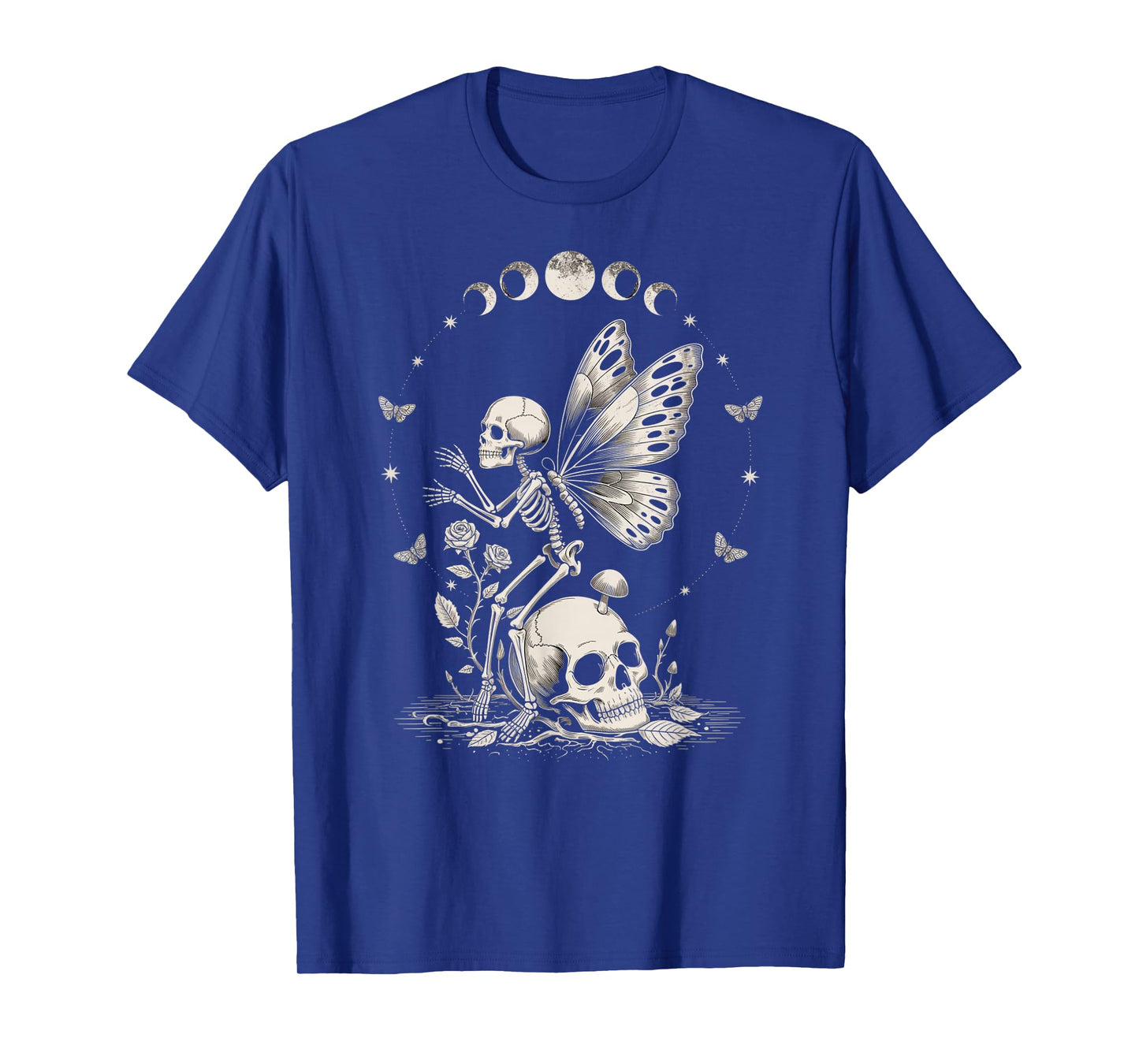Skeleton Fairy with Roses Mushrooms and Moons T-Shirt