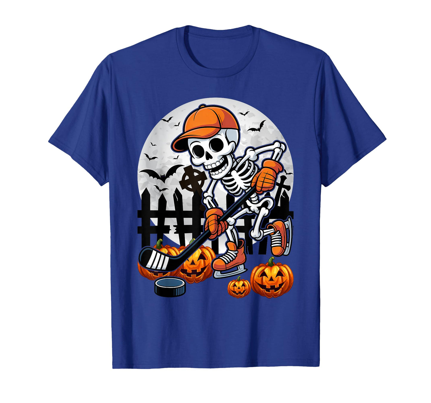 Skeleton Ice Hockey Halloween Costume Men Boys Kids T-Shirt