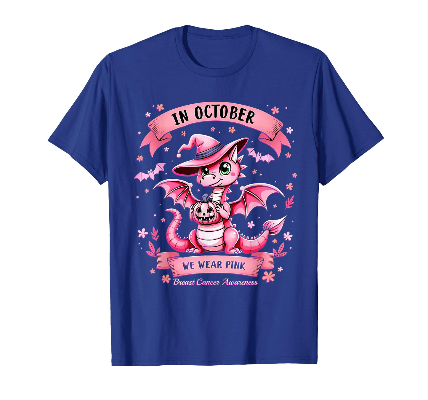 October We Wear Pink Breast Cancer Awareness Dragon T-Shirt