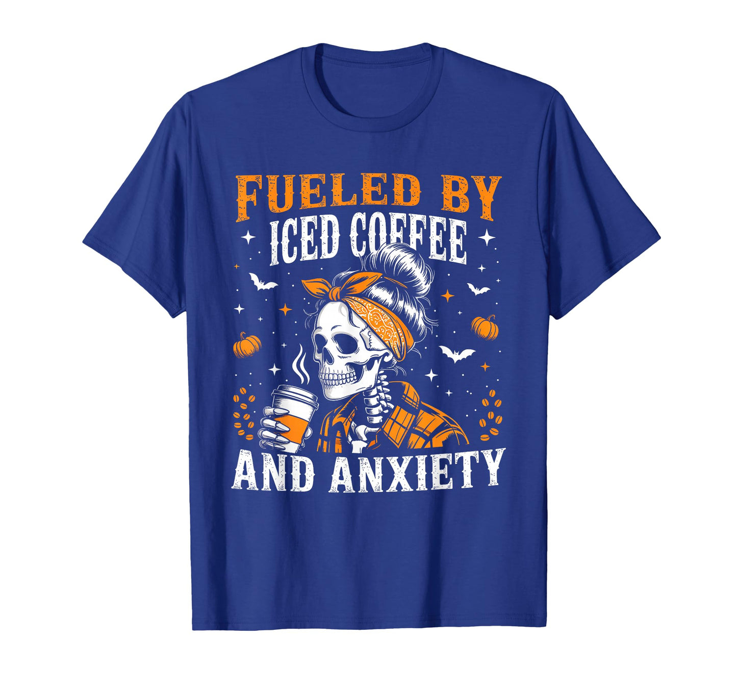 Fueled by Iced Coffee and Anxiety Funny Coffee Halloween T-Shirt
