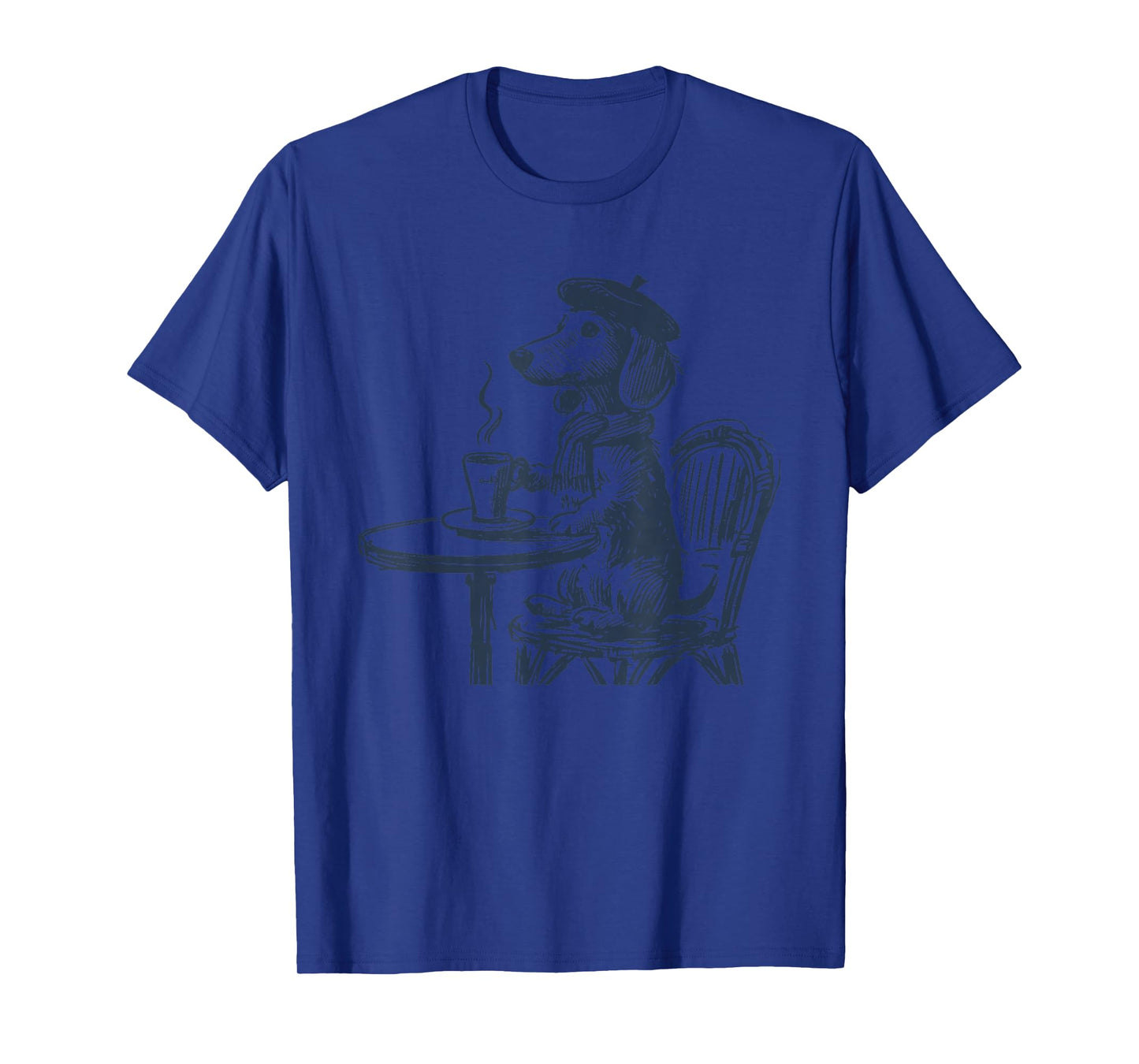 Dachshund Paris Cafe Beret Coffee Wiener Dog Doxie Weenie T-Shirt