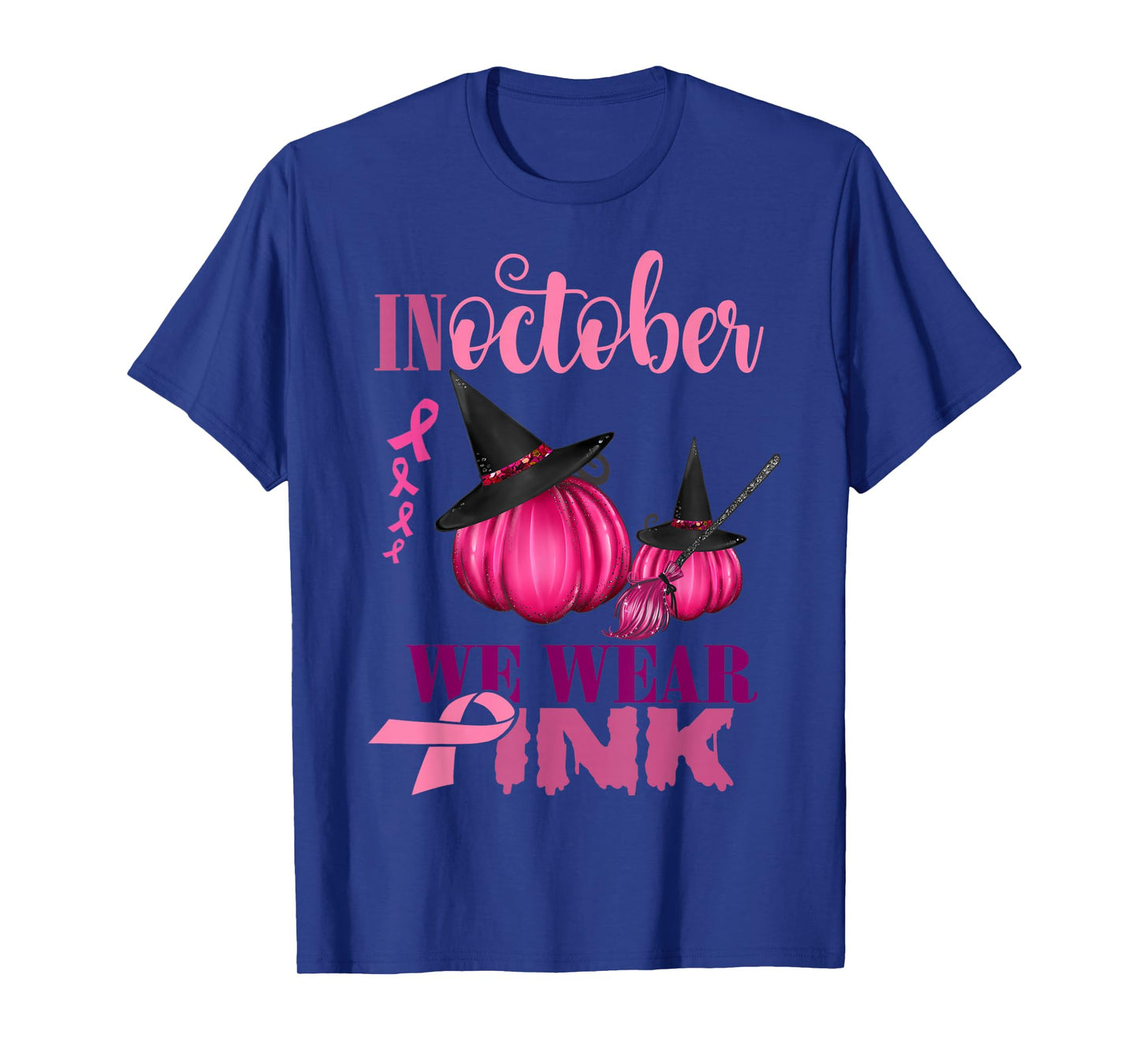 In October We Wear Pink Pumpkin Breast Cancer Halloween T-Shirt