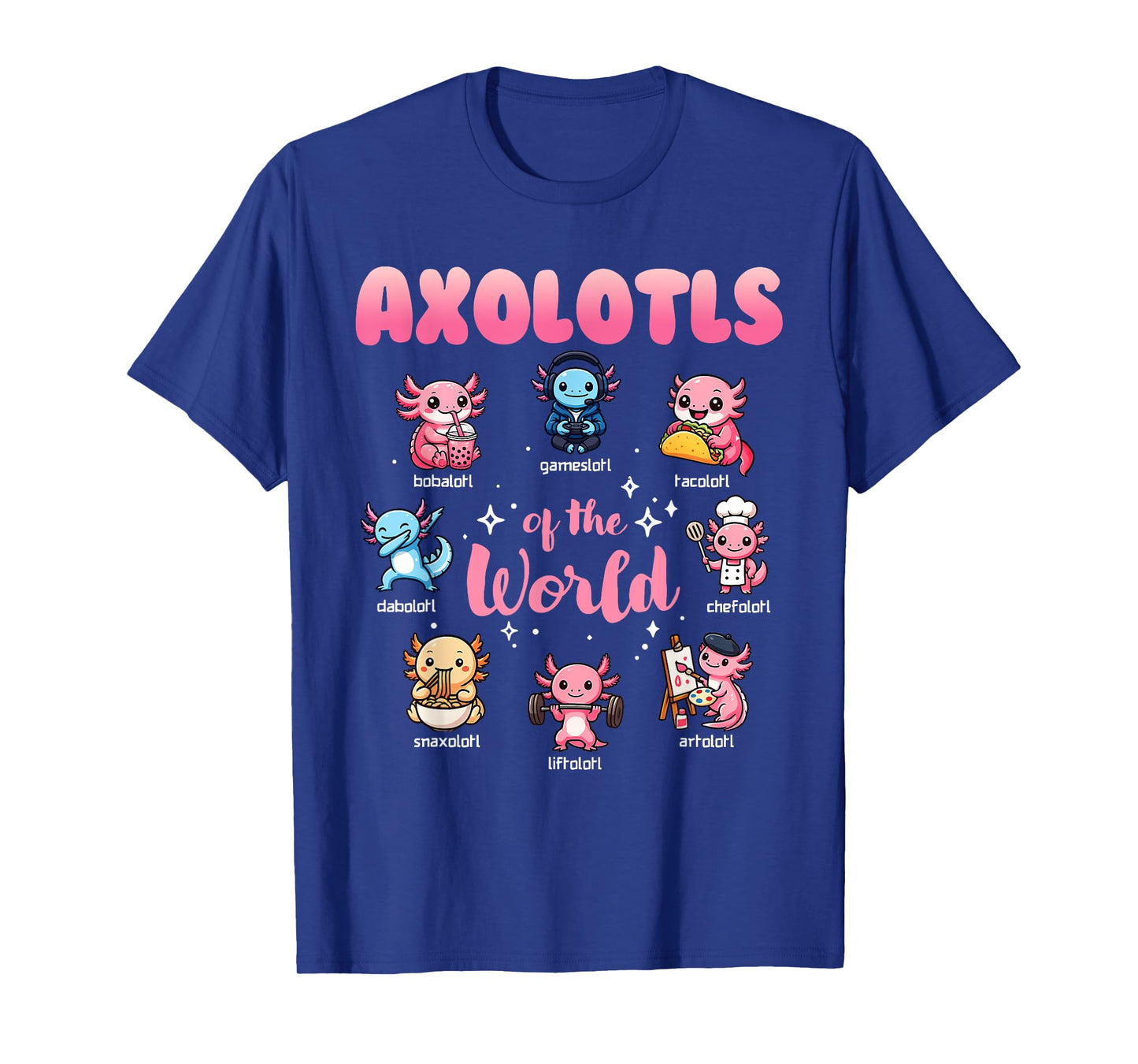 Axolotls of The World Kawaii Axolotls Boys Girls Youth T-Shirt
