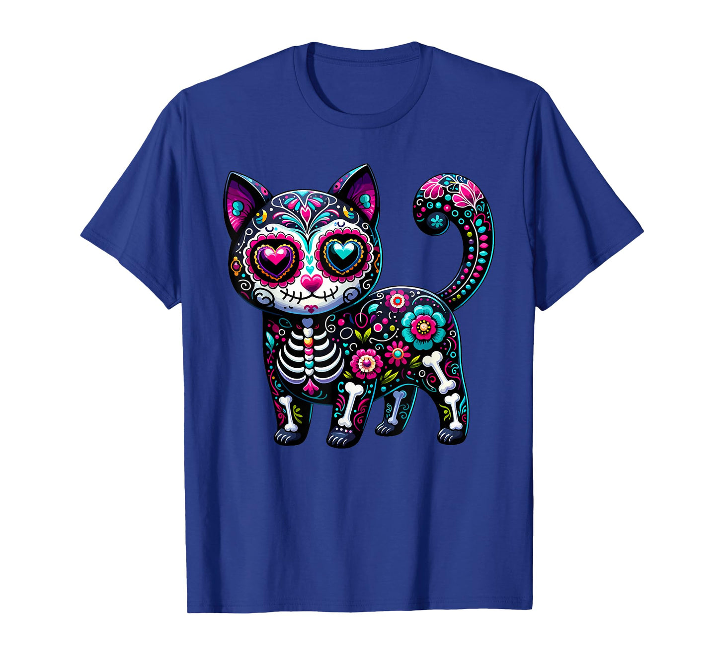 Dia De Los Muertos Cinco De Mayo Cat Sugar Skull Men Women T-Shirt
