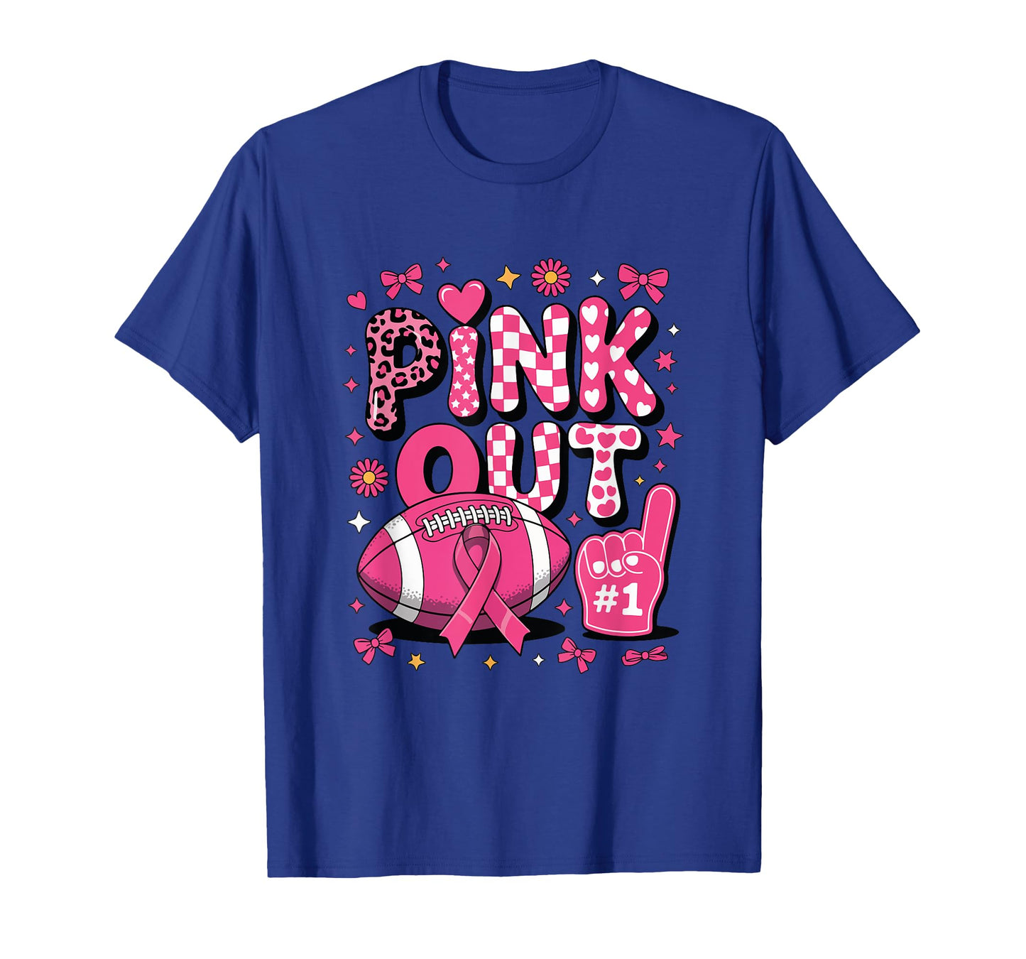 Pink Out Football Ribbon Cheer Breast Cancer T-Shirt