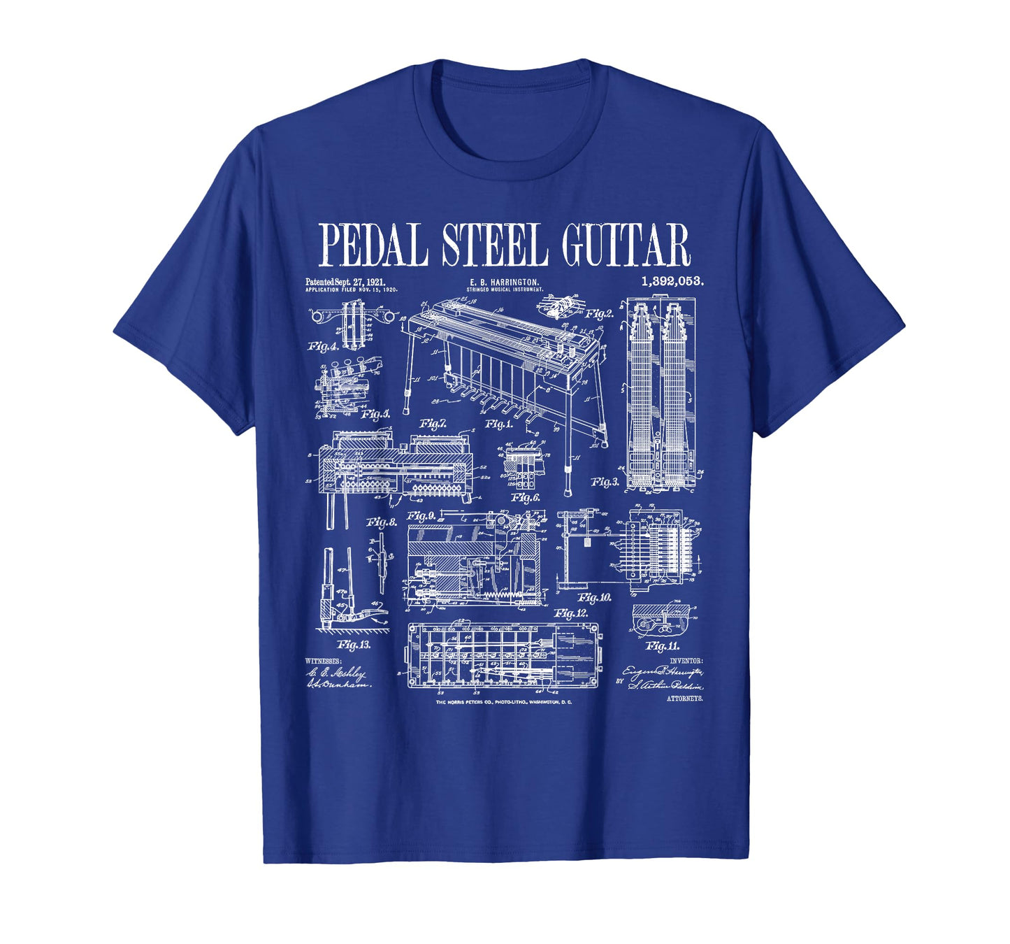 Pedal Steel Guitar Player Guitarist Funny Vintage Patent T-Shirt