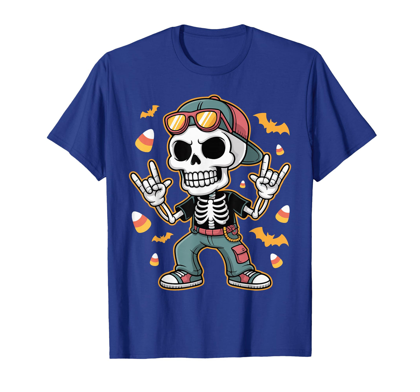 Bruh Punk Rock Skeleton Cool Rocker Halloween Spooky Funny T-Shirt