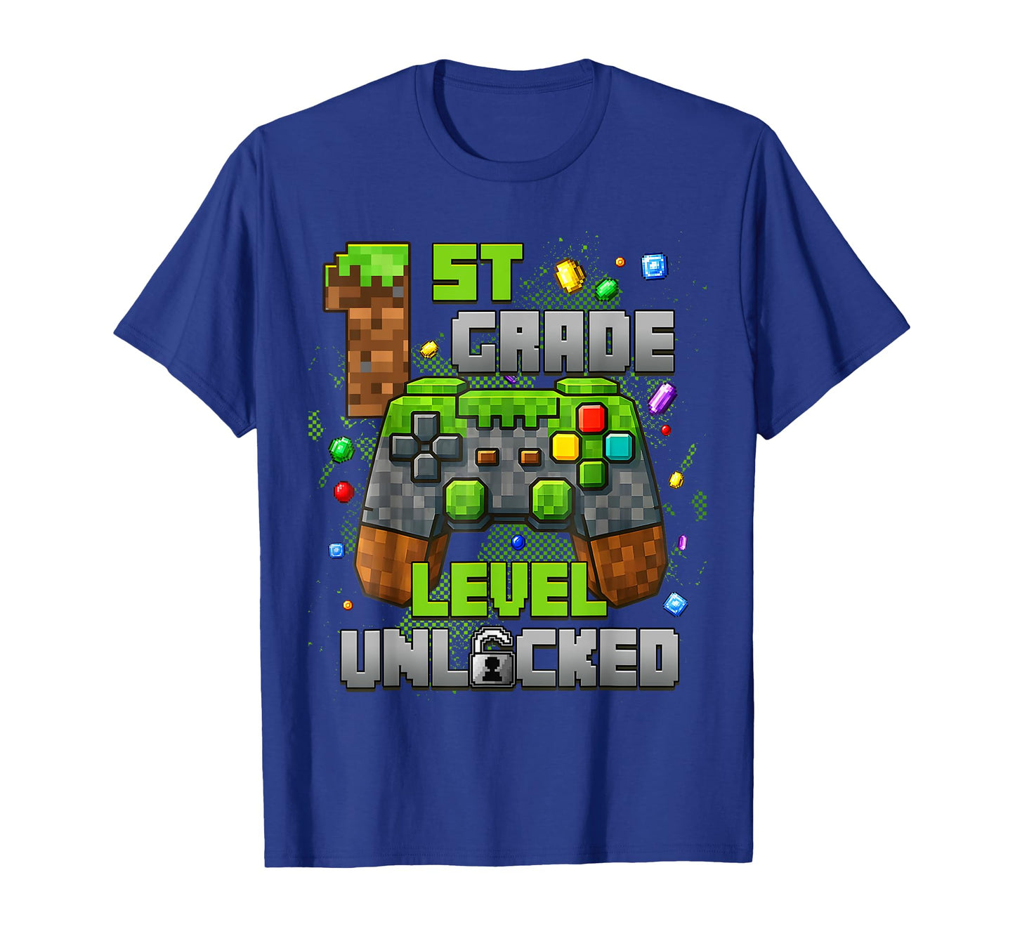 1st Grade Level Unlocked Video Gamer Pixel Back to School T-Shirt