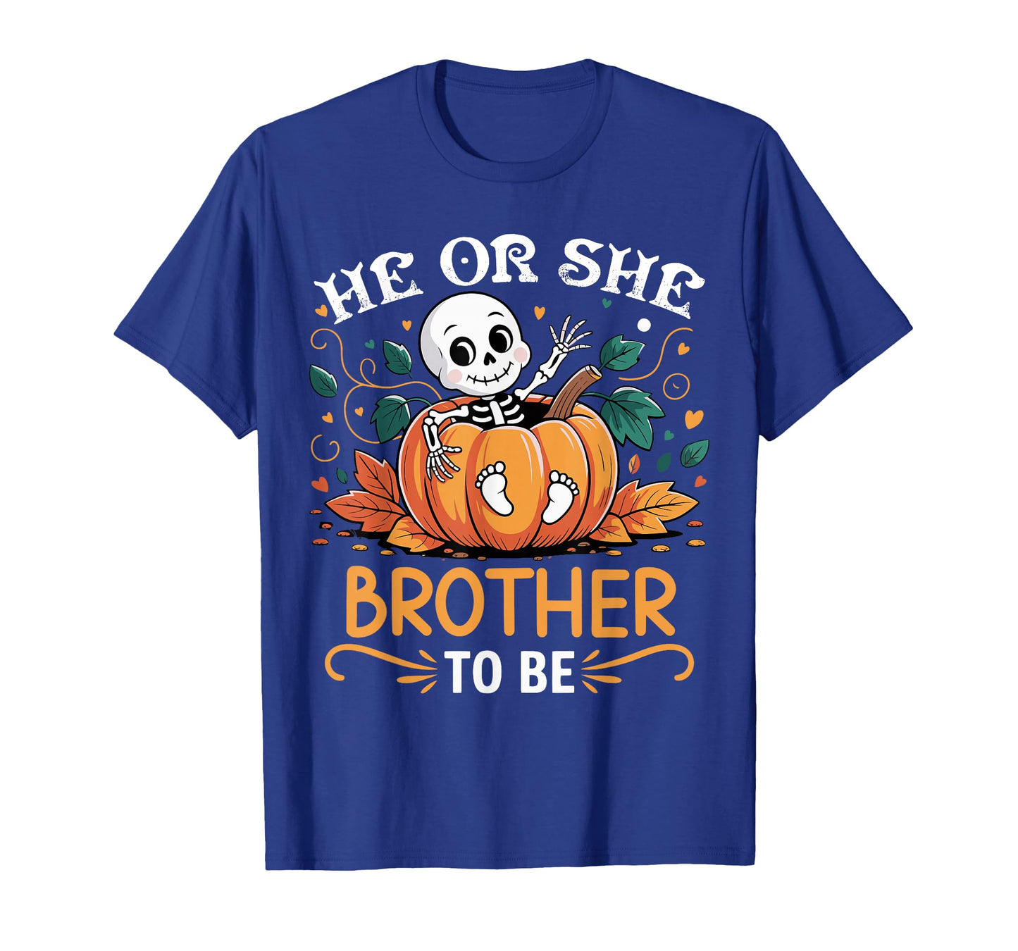 He Or She Brother to Be Halloween Skeleton Baby Reveal T-Shirt