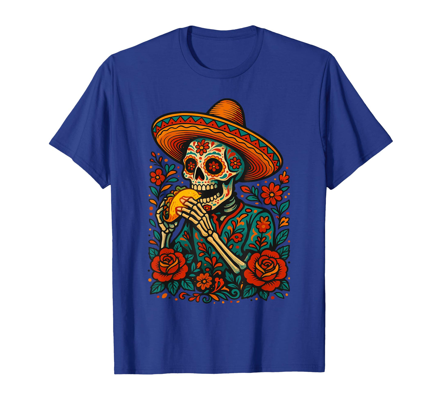 Funny Taco Skeleton Art Sombrero Mexican Food Humor T-Shirt