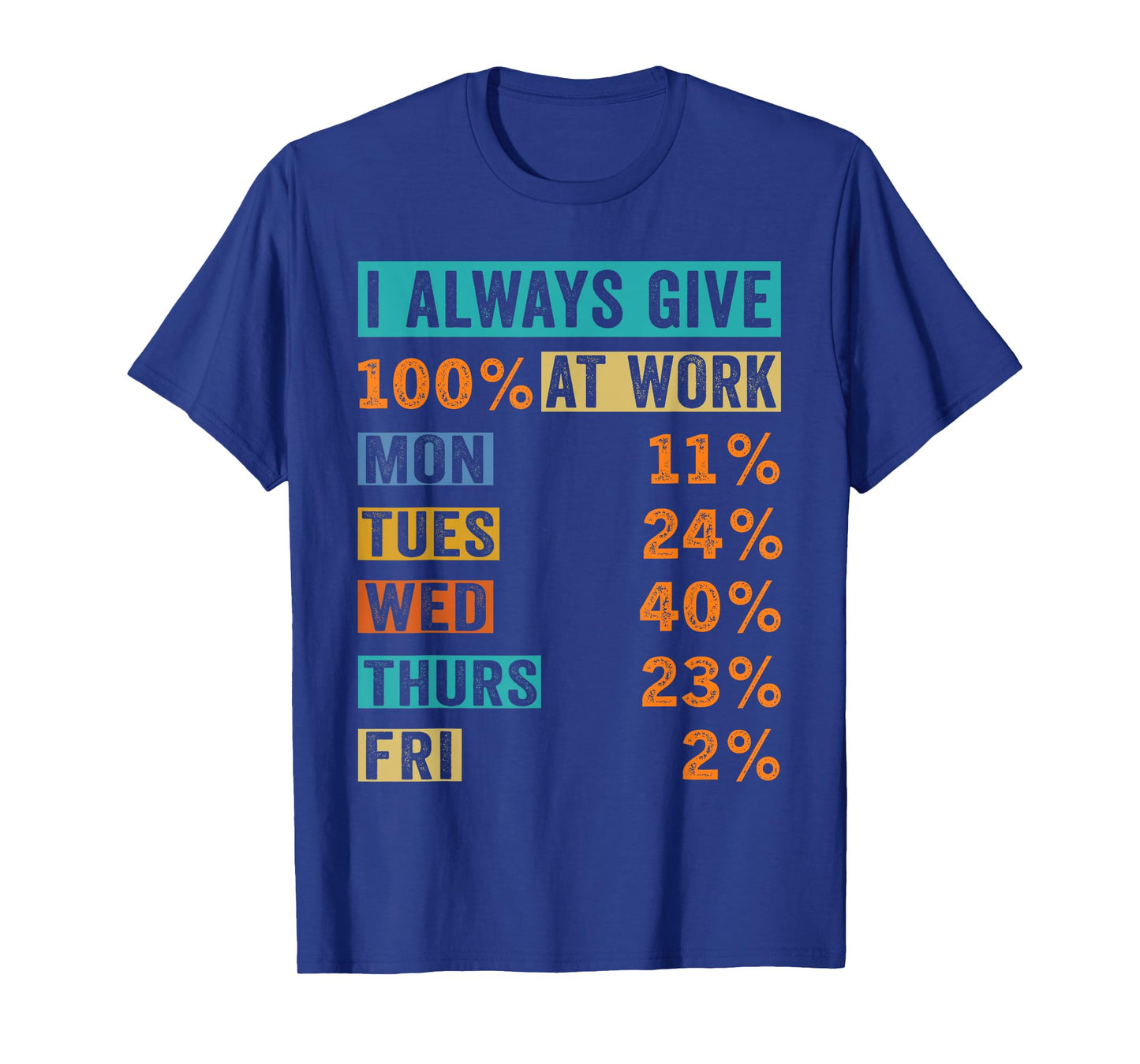 Funny I Always Give 100% At Work Humor Work Office Quotes T-Shirt