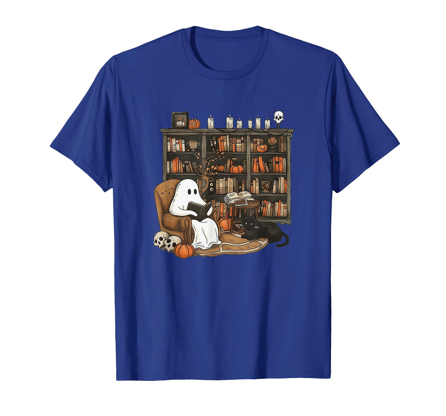 Retro Ghost Reading Books, Librarian Ghost Halloween T-Shirt