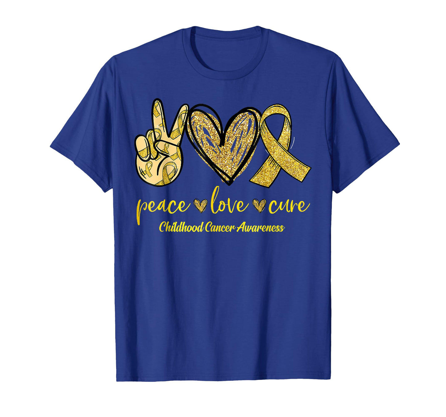 Peace Love Cure Childhood Cancer Awareness Leopart Ribbon T-Shirt