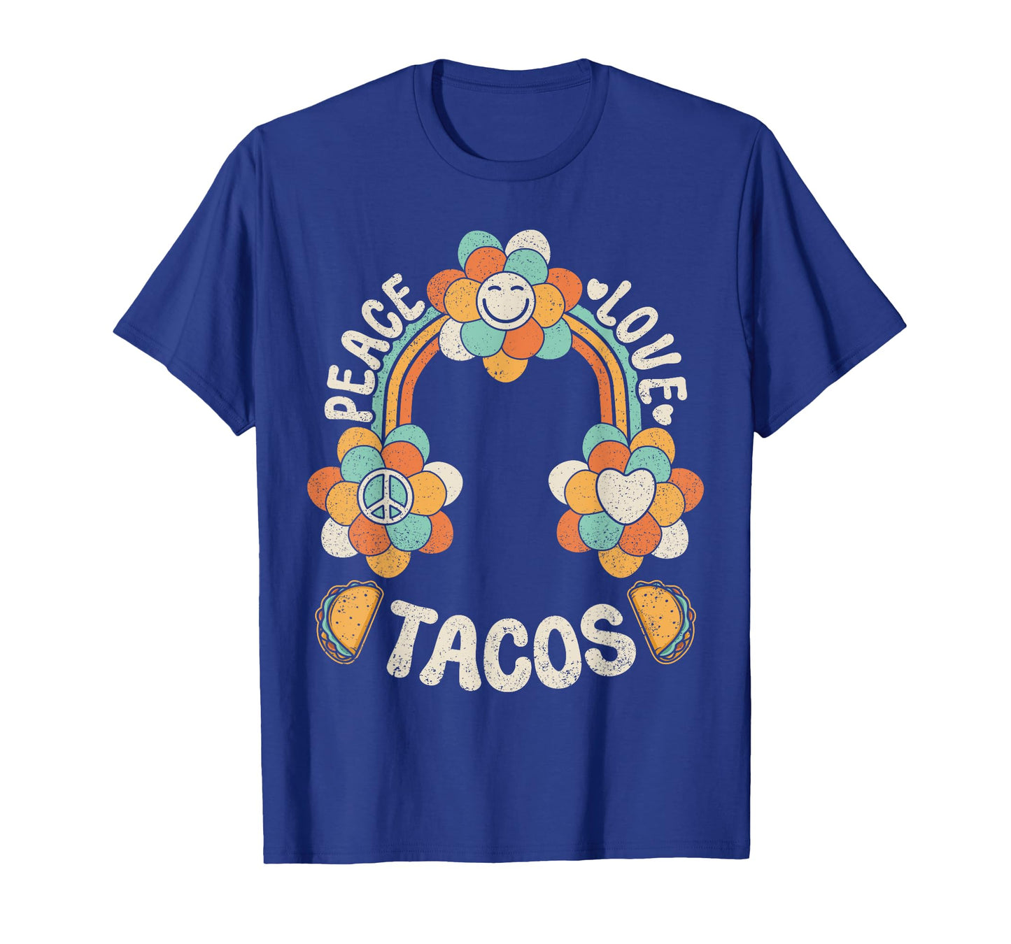 Groovy Rainbow Outfit Mexican Food Lover Peace Love Tacos T-Shirt