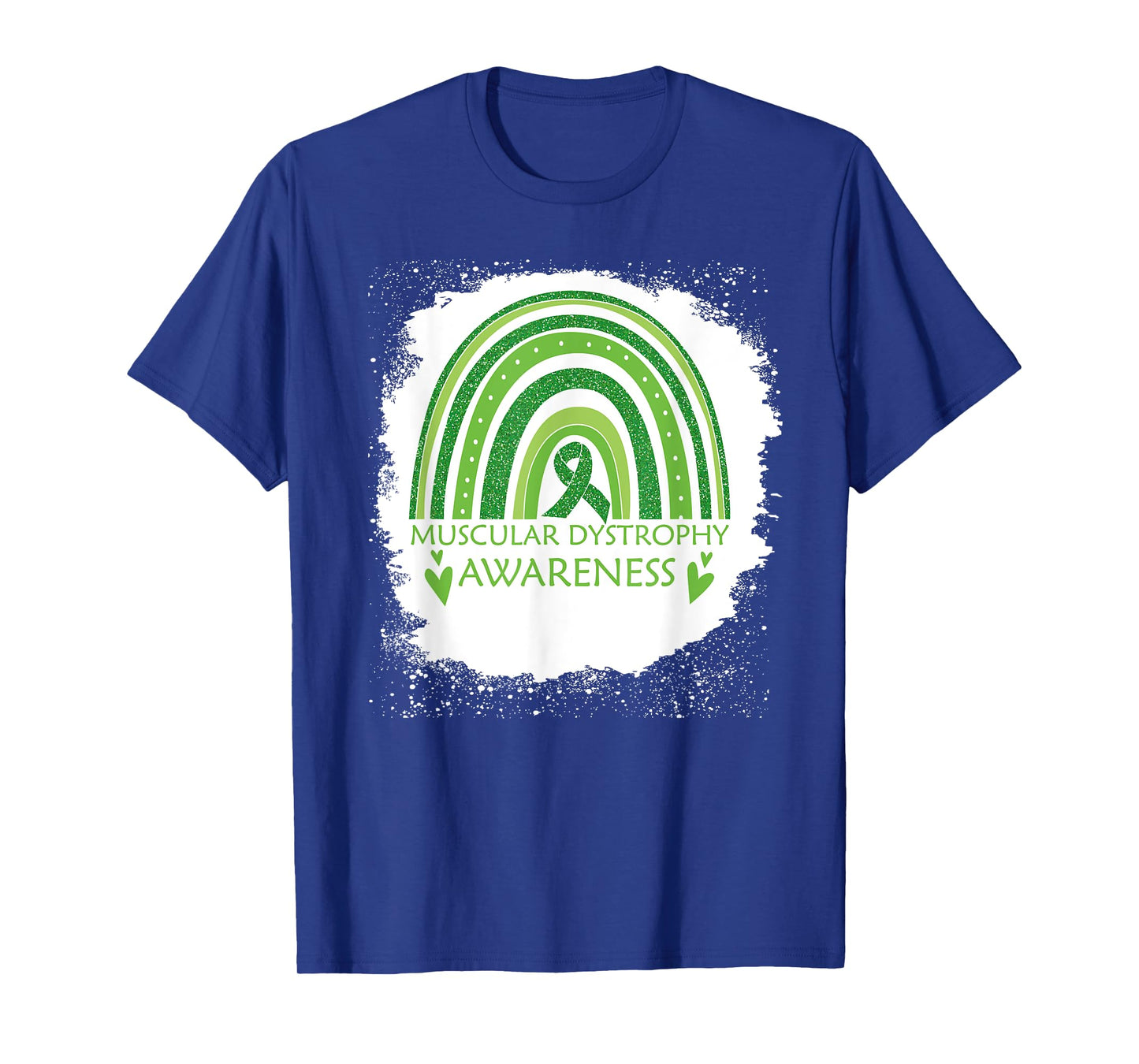Muscular Dystrophy Awareness Bleached Rainbow Green Ribbon T-Shirt