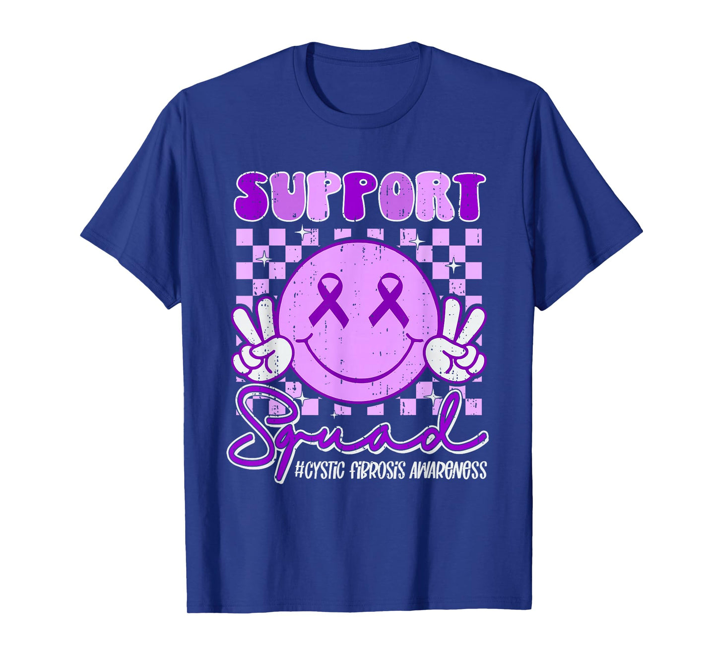 Support Squad Cystic Fibrosis Awareness Smile Purple Ribbon T-Shirt