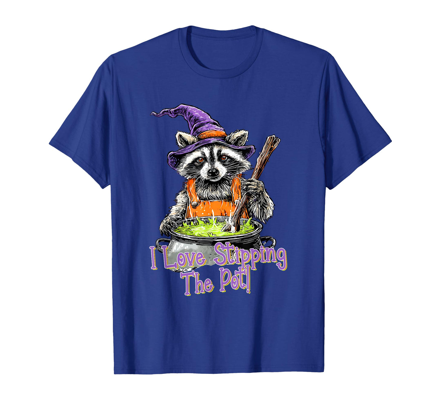 I Love Stirring The Pot Halloween Funny Spooky Raccoon Witch T-Shirt