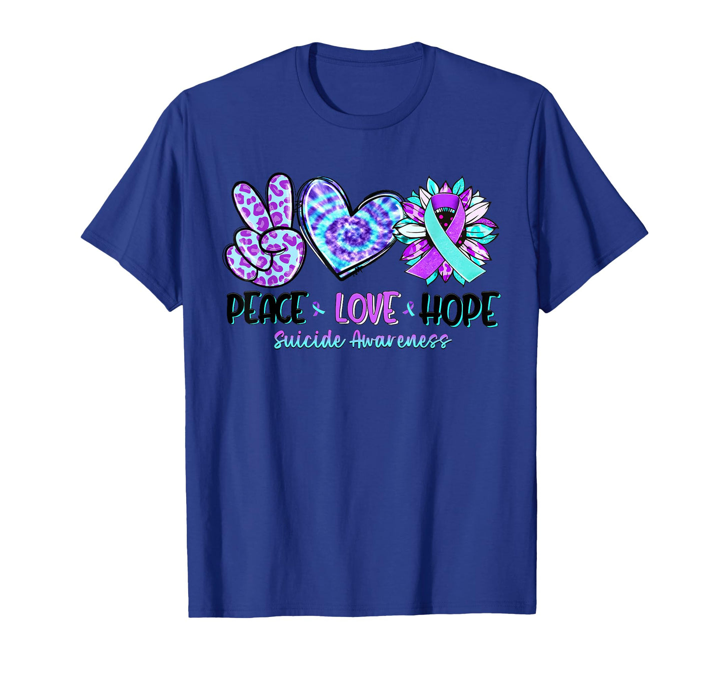 Peace Love Hope Sunflower Leopard Suicide Awareness Gifts T-Shirt