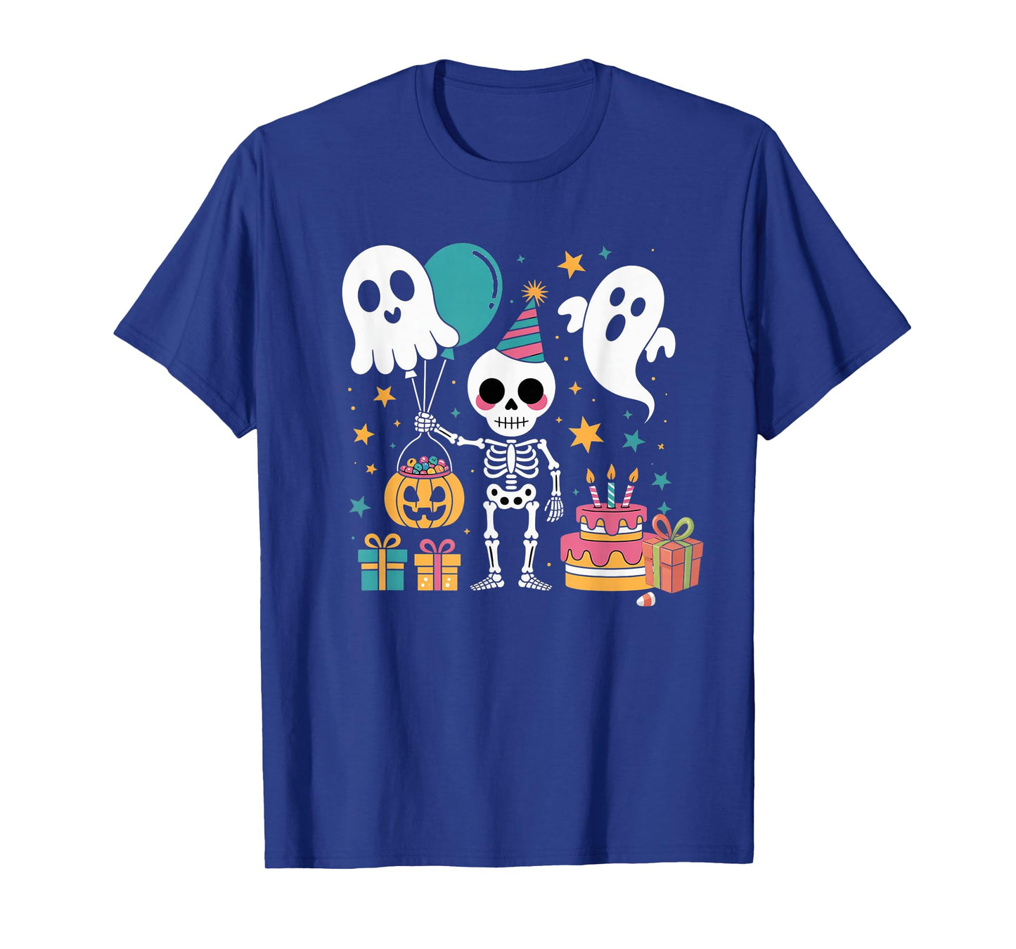 Skeleton Birthday Funny Happy Halloween Bday Boys Girls Kids T-Shirt
