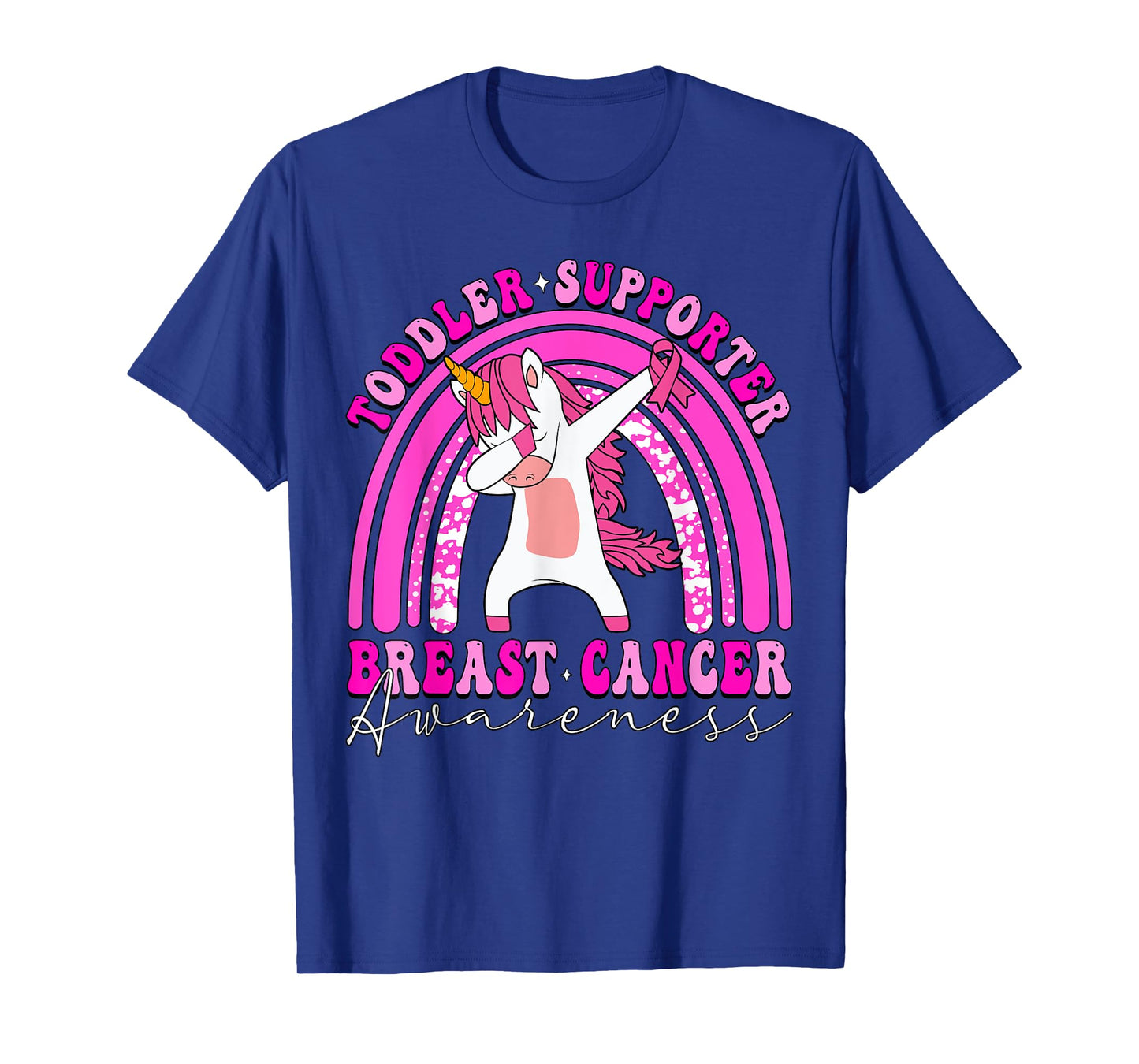 Toddler Supporter Dabbing Unicorn Breast Cancer Pink Ribbon T-Shirt