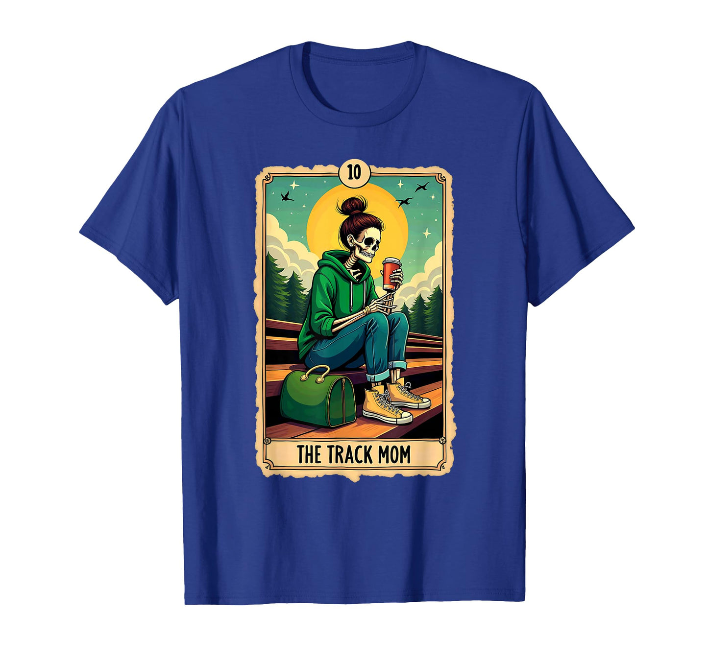 Gothic Tarot Card The Track Mom Skeleton Coffee Runner T-Shirt