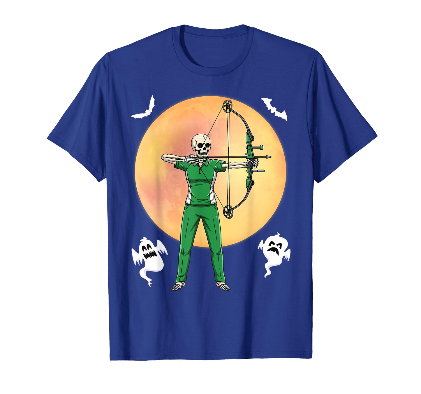 Skeleton Archer Halloween Bow Hunter Full Moon Spooky Style T-Shirt