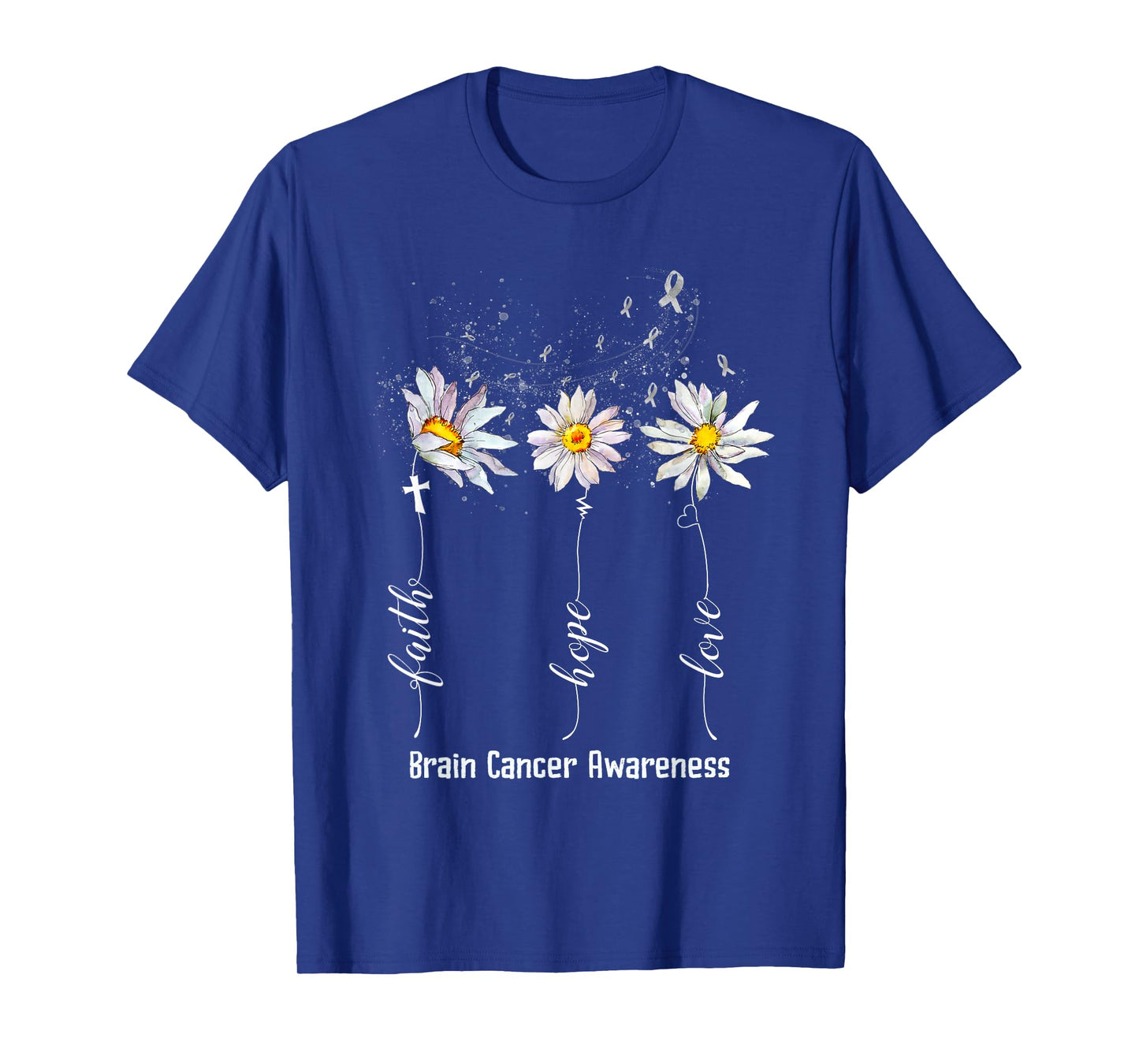 Faith Hope Love Brain Cancer Awareness Shirt Flower Gifts T-Shirt
