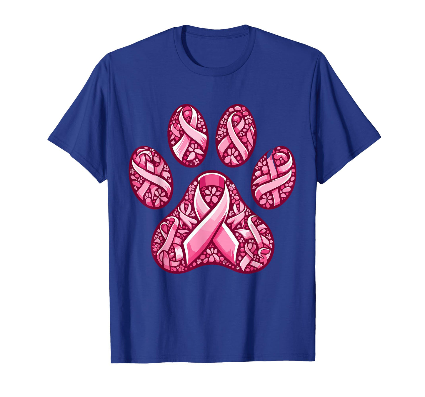 Pink Ribbon Dog Paw Print Breast Cancer Awareness Puppy Love T-Shirt