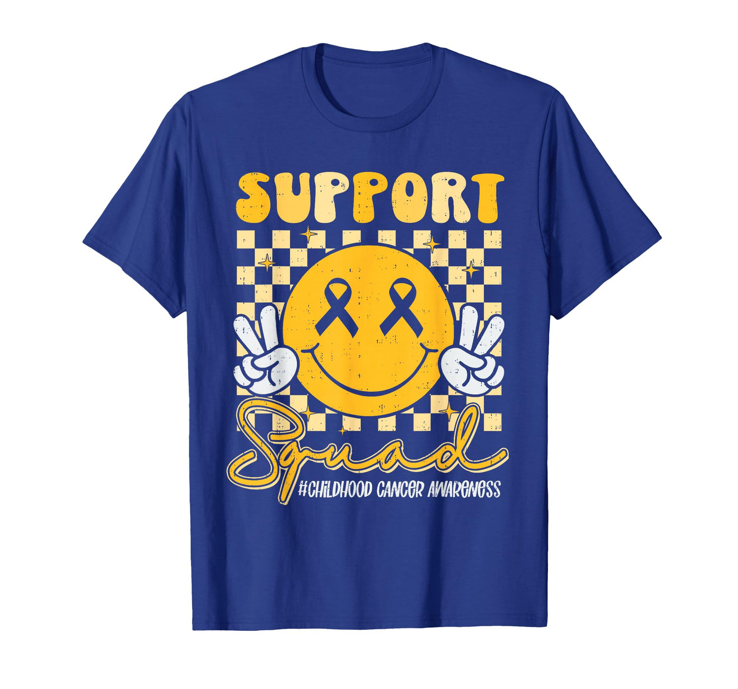 Support Squad Childhood Cancer Awareness Smile Gold Ribbon T-Shirt