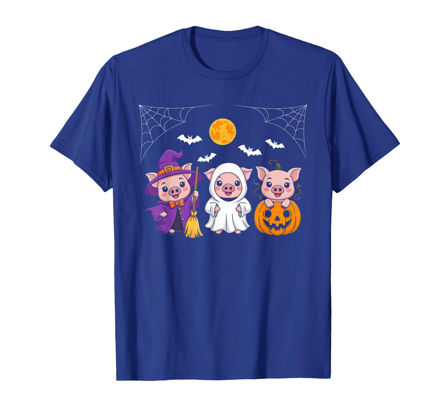 Three Halloween Pigs Cosplay Witch Boo Carved Pumpkin T-Shirt