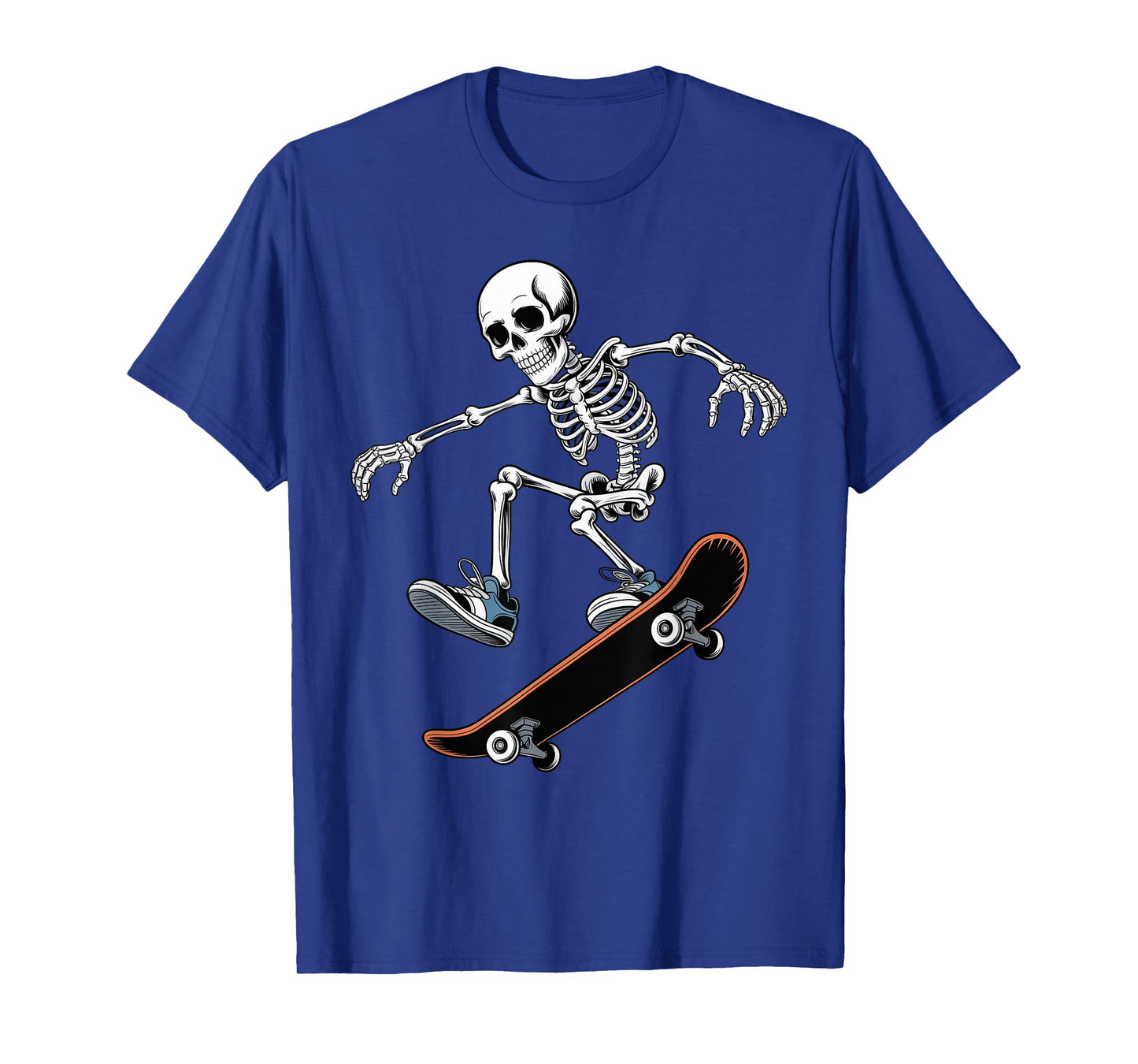 Halloween Creepy Skeleton Skateboarding Spooky Season Funny T-Shirt