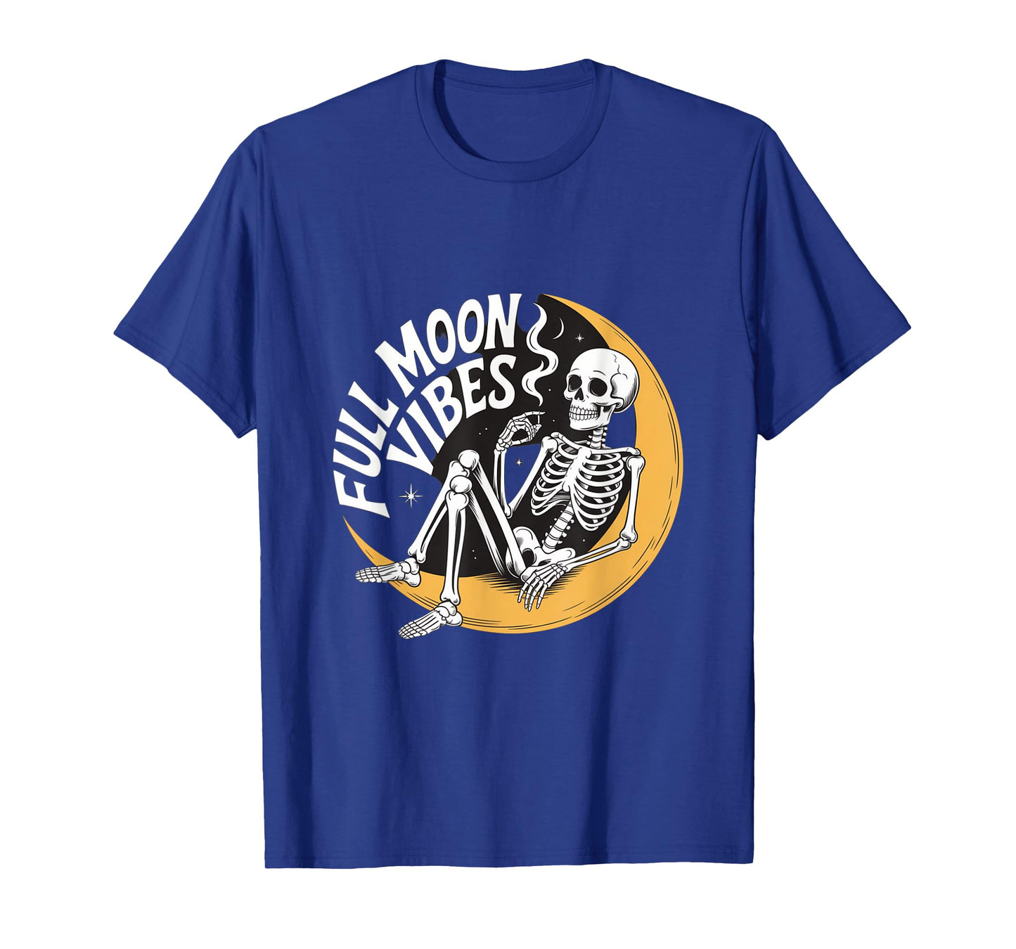 Full Moon Vibes Smoking Skeleton Halloween T-Shirt