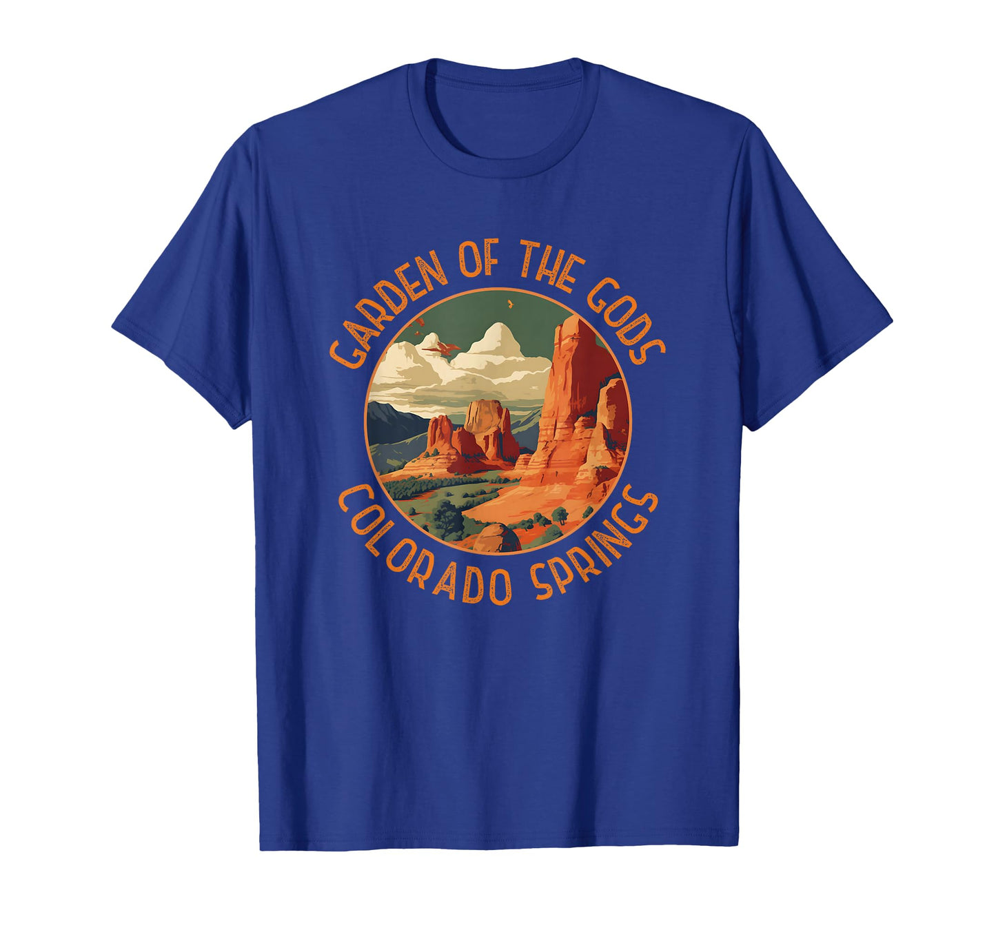 Garden of the Gods Merch Apparel Designs Unisex-Adults Distressed Retro Colorado Springs T-Shirt - Black - Small
