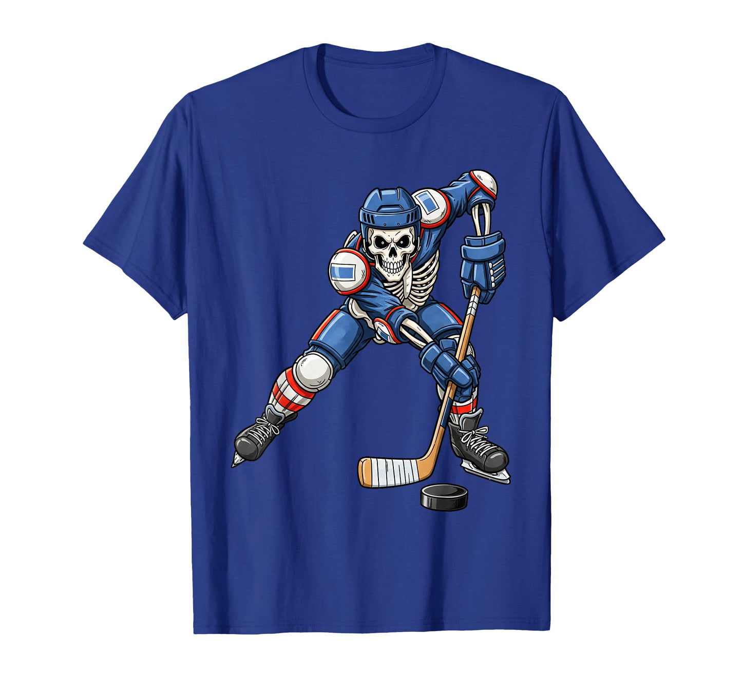 Funny Kids Skeleton Playing Hockey Halloween Trick or Treat T-Shirt