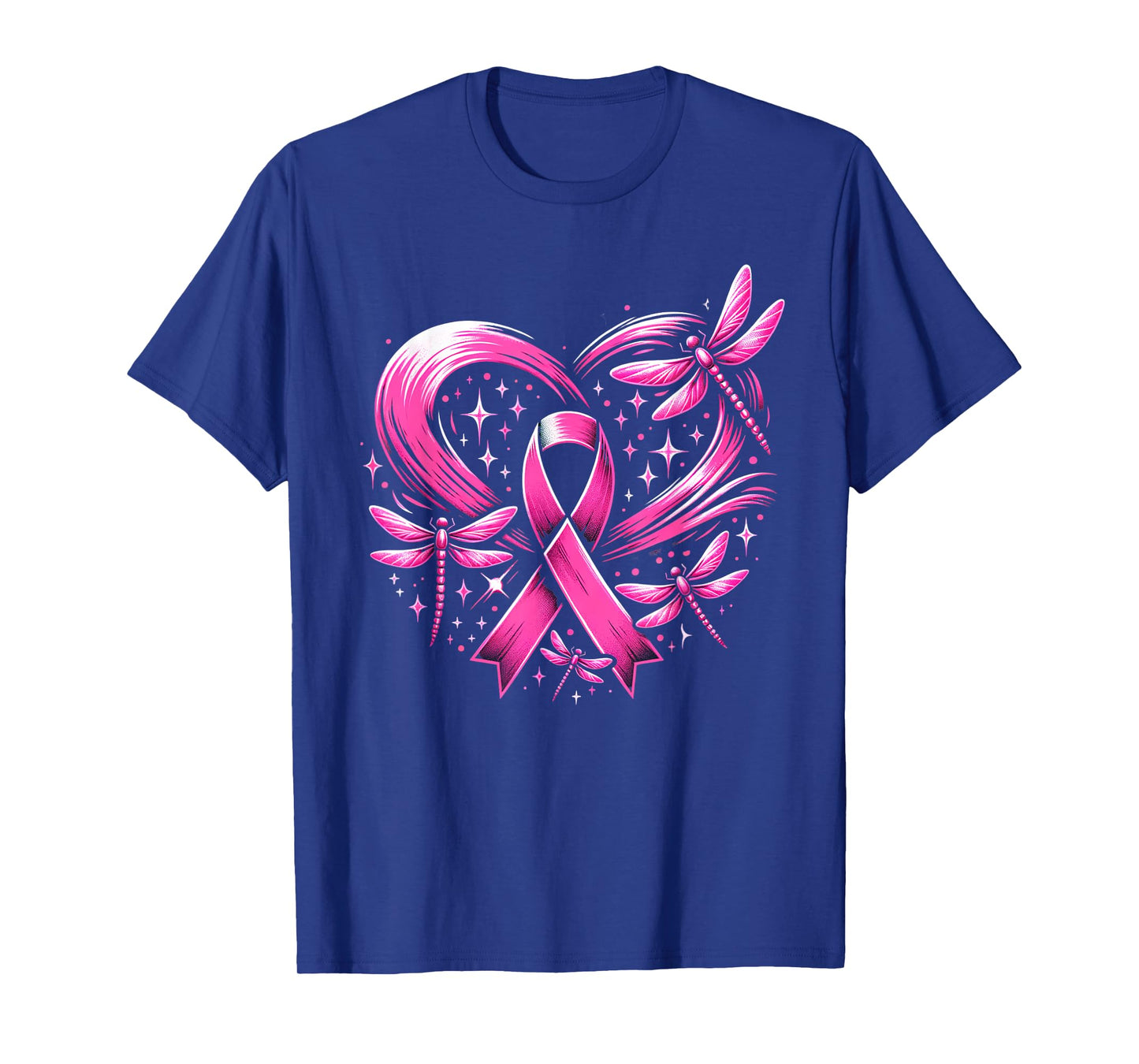 Cute Breast Cancer Heart Dragonflies Awareness Women Men T-Shirt