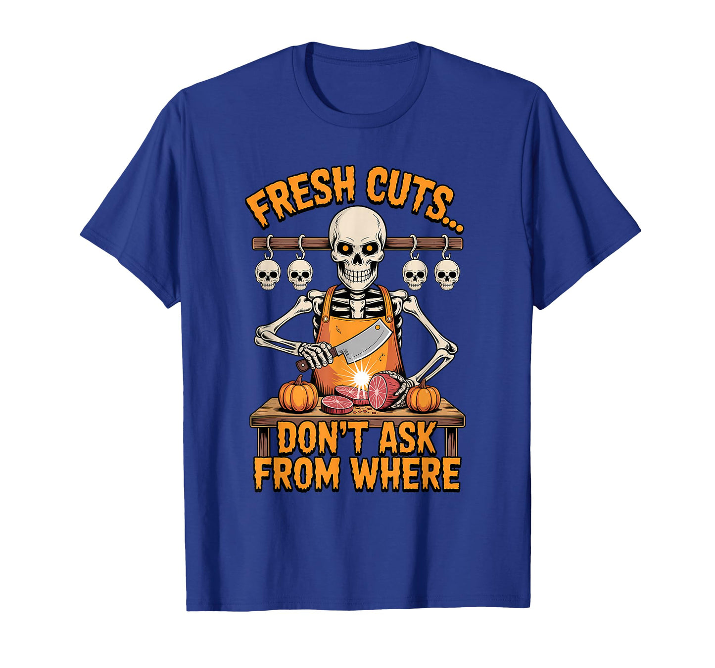 Skeleton Butcher Halloween Funny Spooky Meat Shop T-Shirt