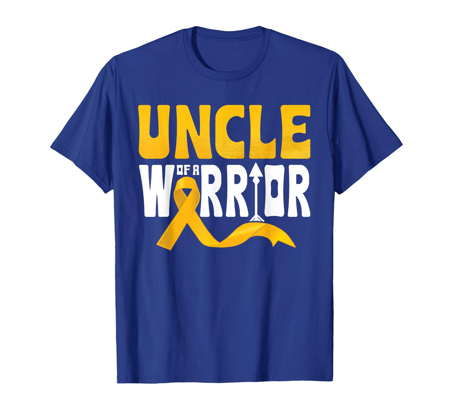Uncle Of A Warrior Childhood Cancer Awareness Gold Ribbon T-Shirt