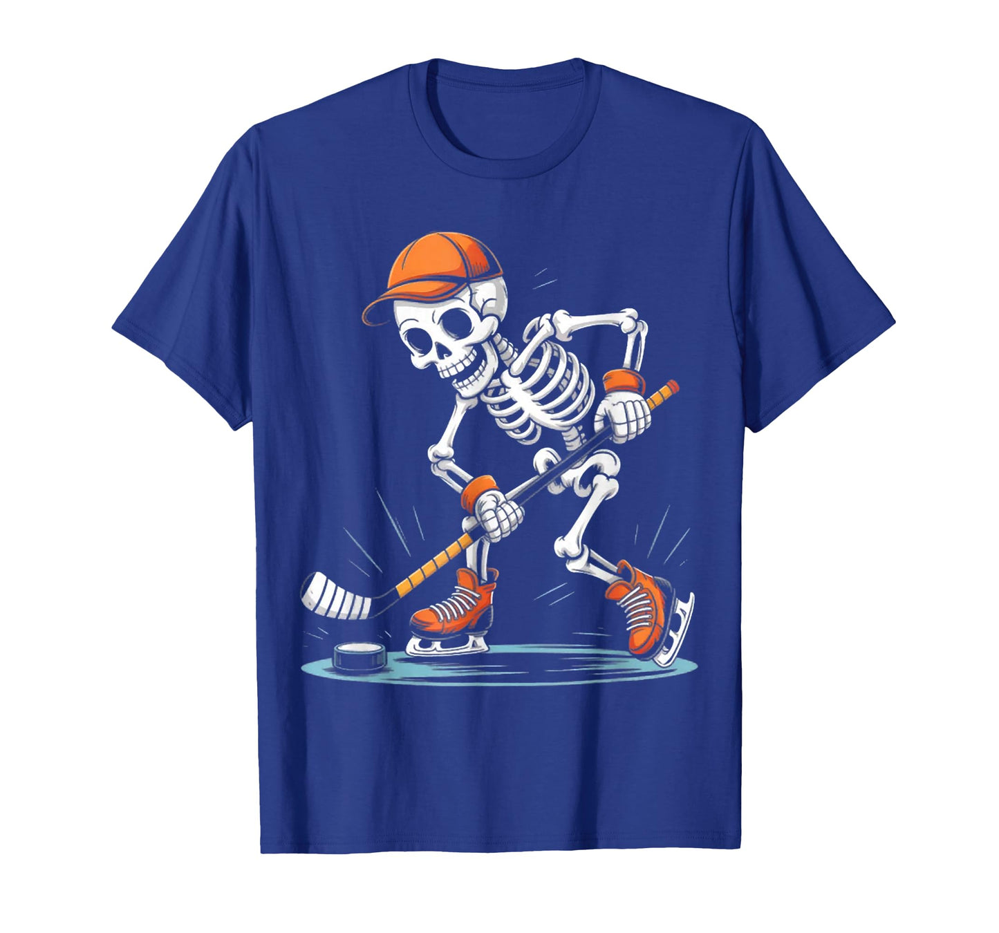 Skeleton Ice Hockey Halloween Costume Men Boys Kids Tee T-Shirt