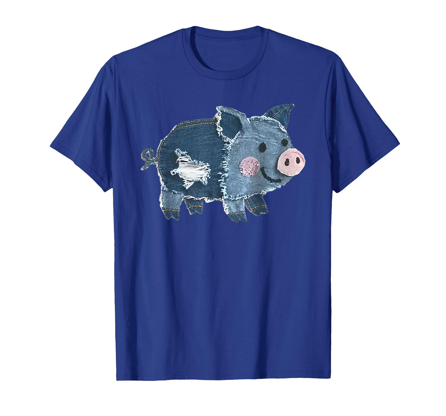 retro denim patch animal pig print art artistic T-Shirt