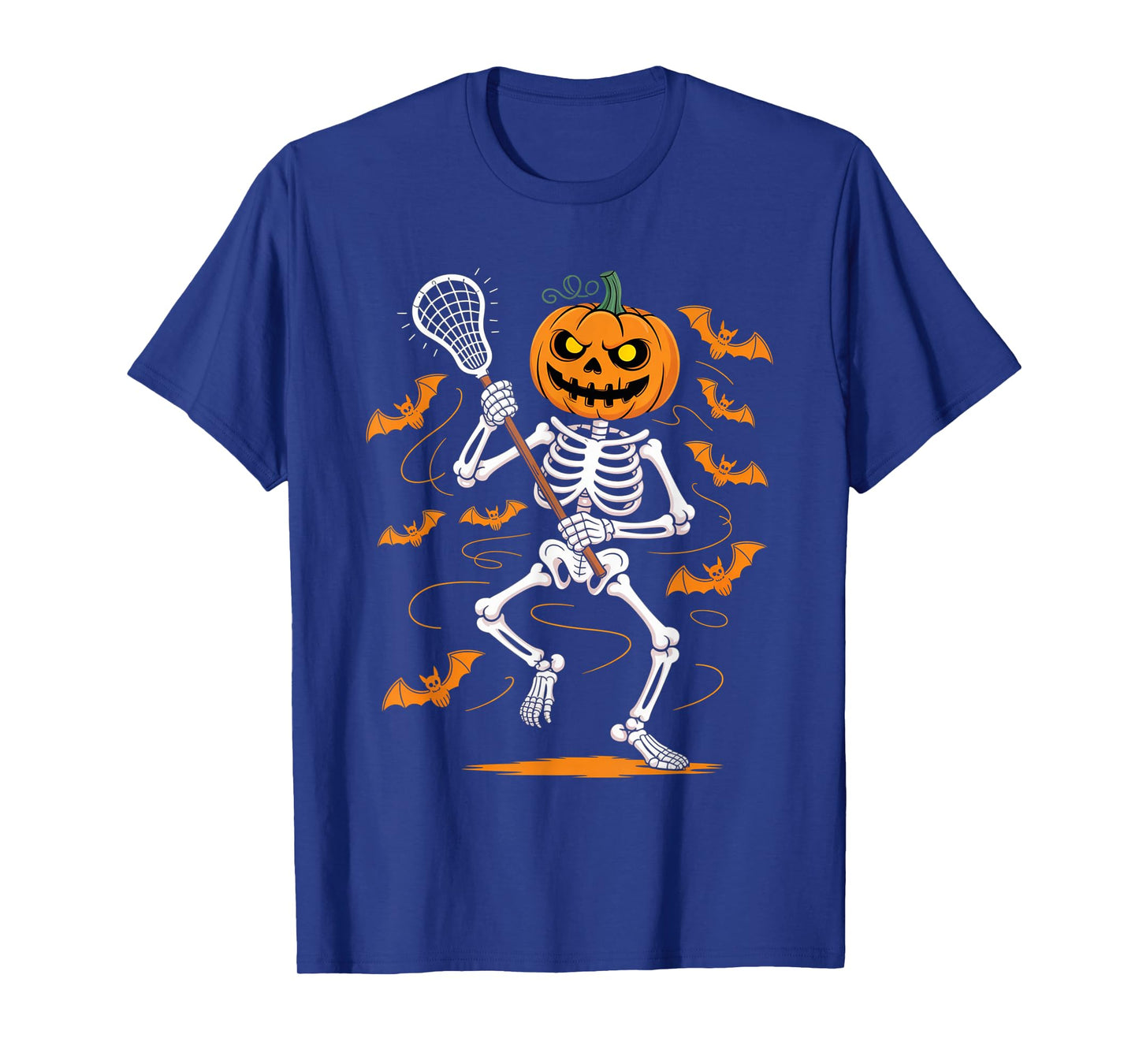 Funny Halloween Skeleton Pumpkin Lacrosse Spooky Halloween T-Shirt