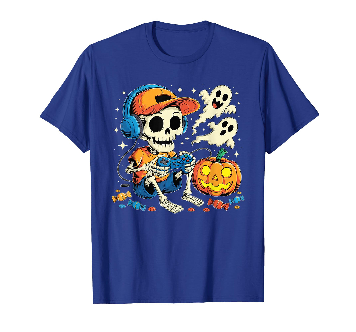 Halloween Shirts Cool Teen Boy Skeleton Gaming Men Halloween T-Shirt